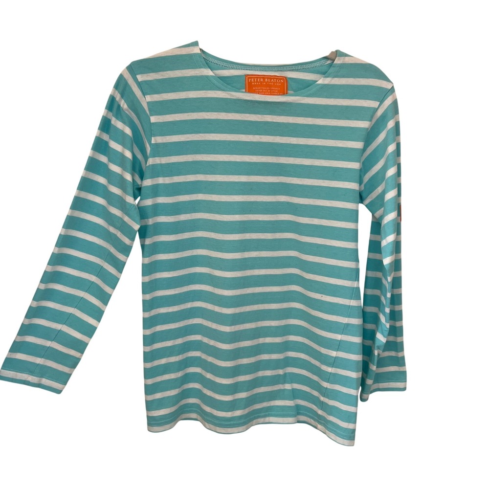 Peter Beaton Striped Long Sleeve Shirt Size S Nantucket Made USA